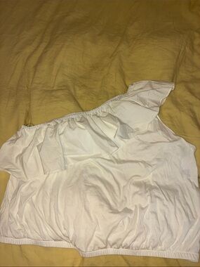 Target White One-Shoulder Ruffle Crop Top